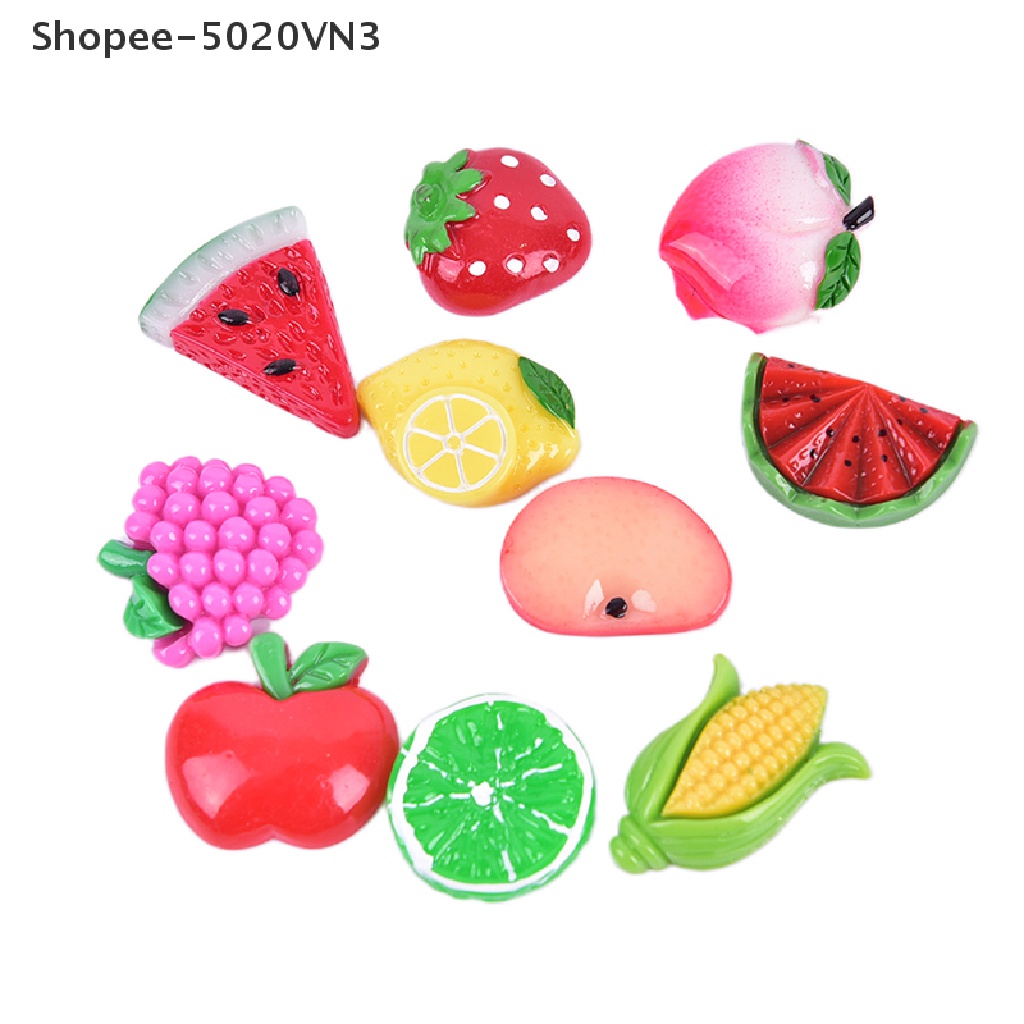 Set 10 Sticker Dán Tủ Lạnh Hình Trái Cây Bằng Nhựa Resin Dành Cho Trẻ Em