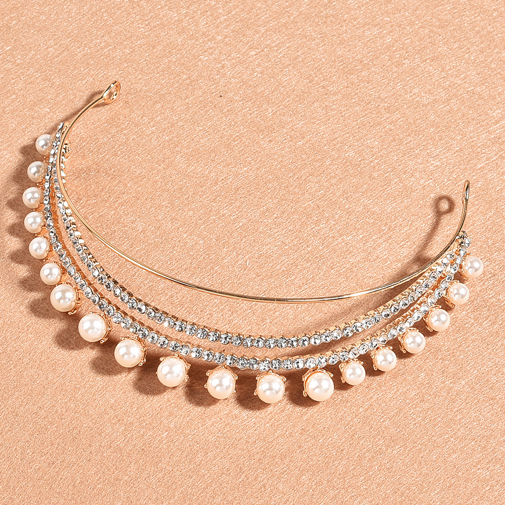 Cài tóc thiết kế kiểu vương miện đính đá ngọc trai nhân tạo thời trang dành cho nữ