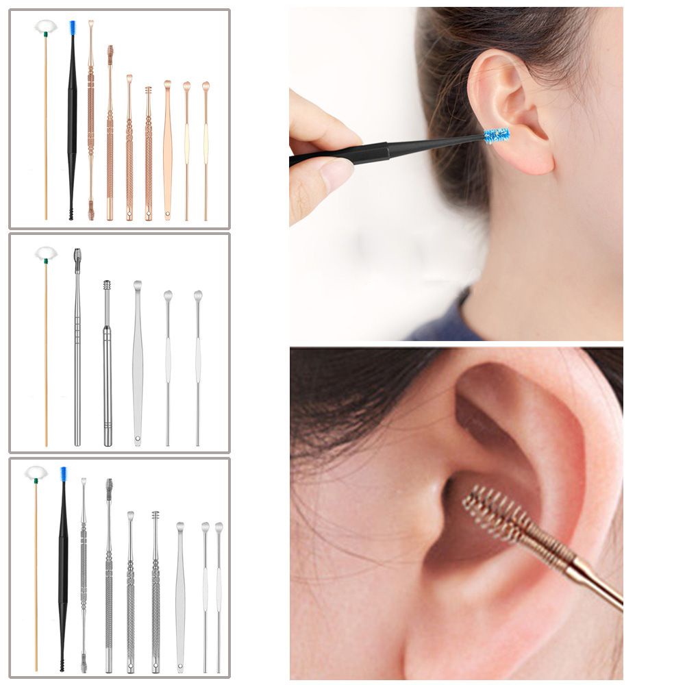 Bộ Dụng Cụ Lấy Ráy Tai Chất Lượng Cao Chuyên Dùng|Dụng Cụ Massage Tai Hai Đầu Bằng Thép Không Gỉ Cao Cấp Tiện Dụng