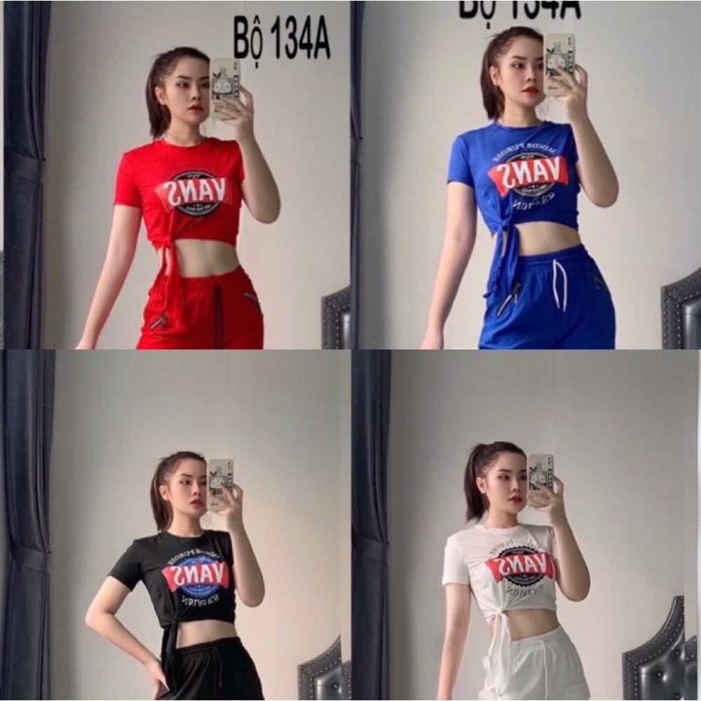 Áo croptop Vans buộc dây cực xinh (đồ tập gym-yoga nữ)