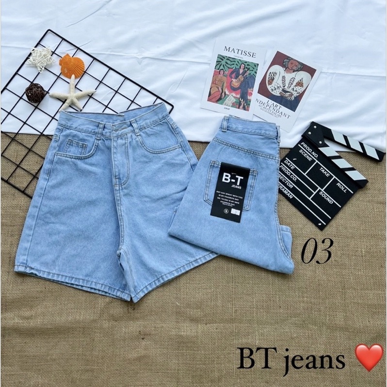 Quần ngố nữ ống rộng, quần short jean lưng cao hai nút kiểu túi nắp, túi vuông, 2 đai siêu dễ thương giá rẻ siêu hạt dẻ