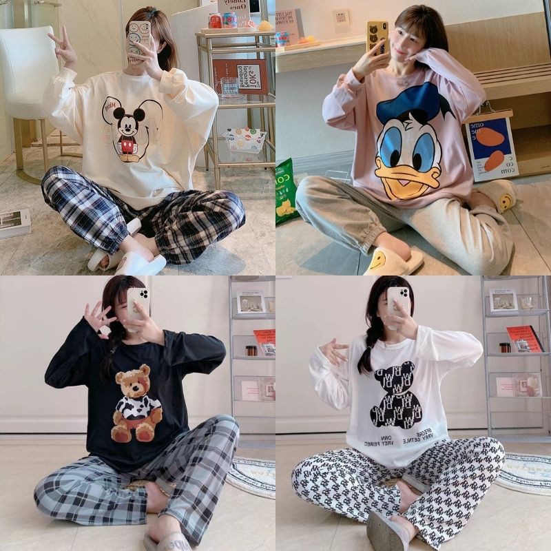 Đồ Bộ Nữ Thun Mềm Họa Tiết Hoạt Hình Cute Guu DN14