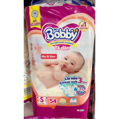 [Chính Hãng] Tã Dán Bobby Every Đệm Thun Thấm Mồ Hôi Size S54 miếng cho bé 4-8kg
