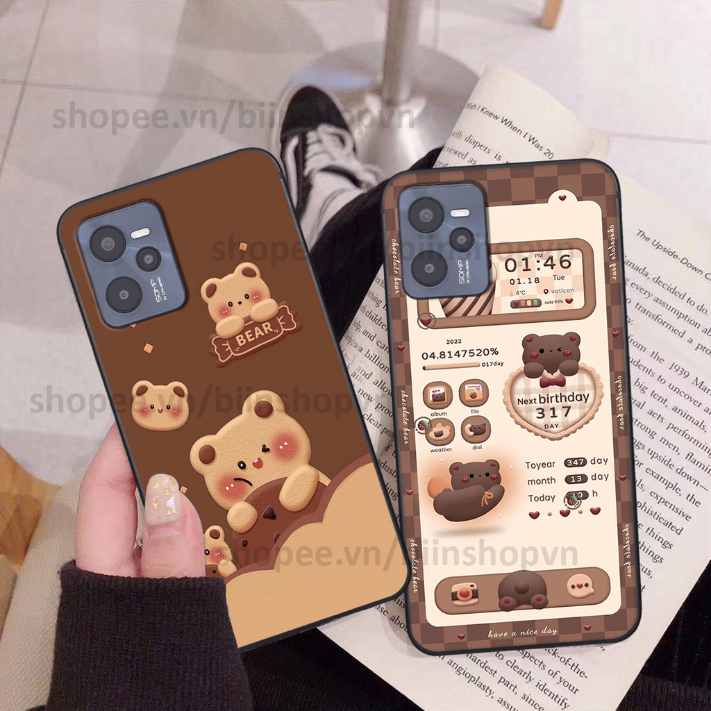 Ốp Realme C35 in hình gấu chocolate kẹo ngọt siêu đẹp siêu xinh