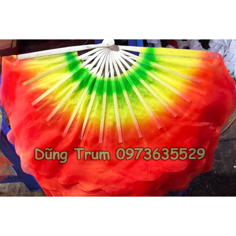 Quạt múa 3 màu vải lụa mềm mại múa siêu đẹp