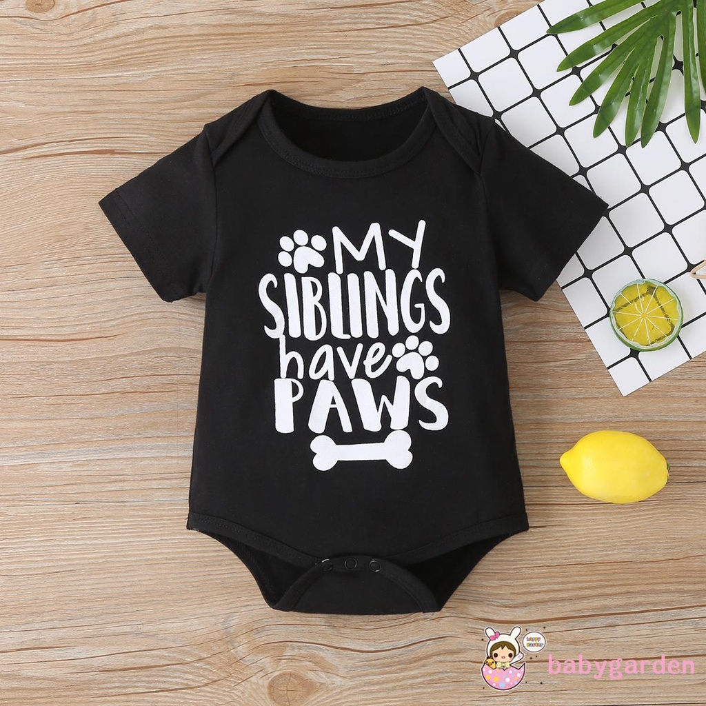 Romper tay ngắn cổ tròn in họa tiết chữ đáng yêu dành cho bé