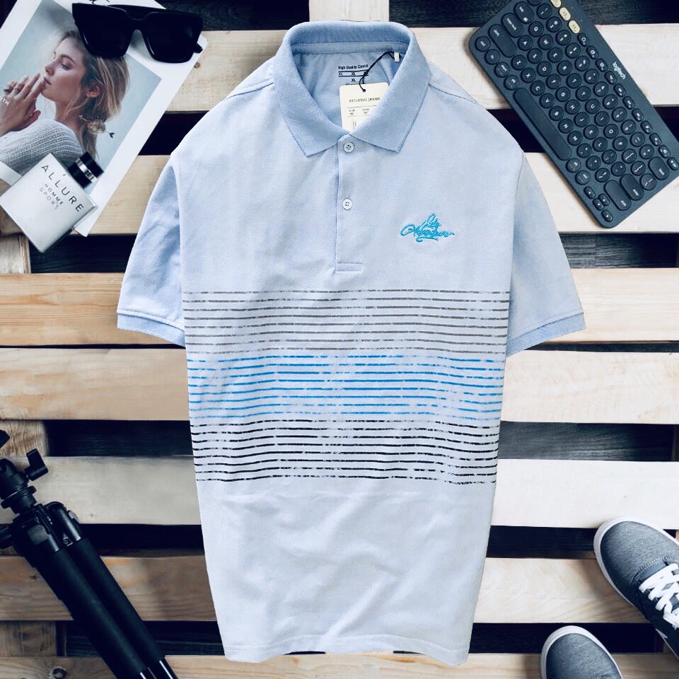 Áo thun nam POLO Cá Sấu ADVENTURE phối sọc 4M - Cotton cá sấu cao cấp, form suông basic thoải mái 50 tới 85kg | BigBuy360 - bigbuy360.vn