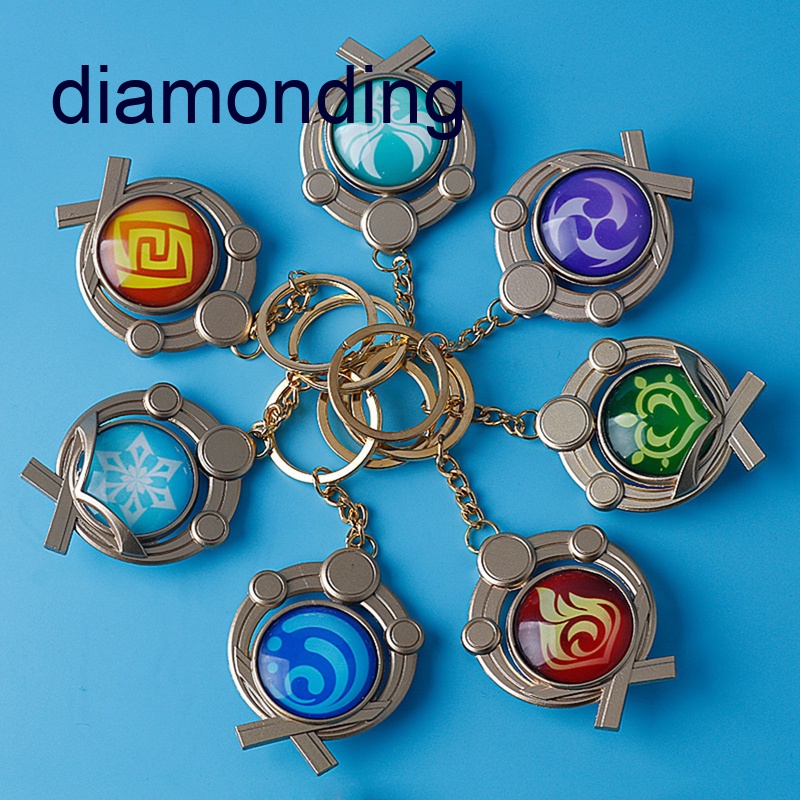 Móc Khóa In Hình Anime Genshin Impact Seven Elements Geo Anemo Electro Dendro Hydro Pyro Cryo