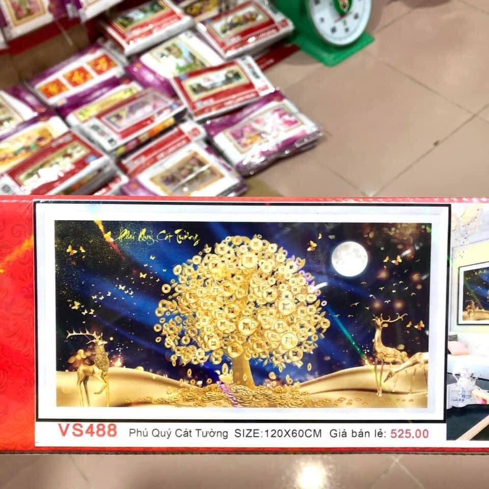 Tranh đính đá Phú quý cát tường VS488 (120x60cm) - tranh chưa đính đá