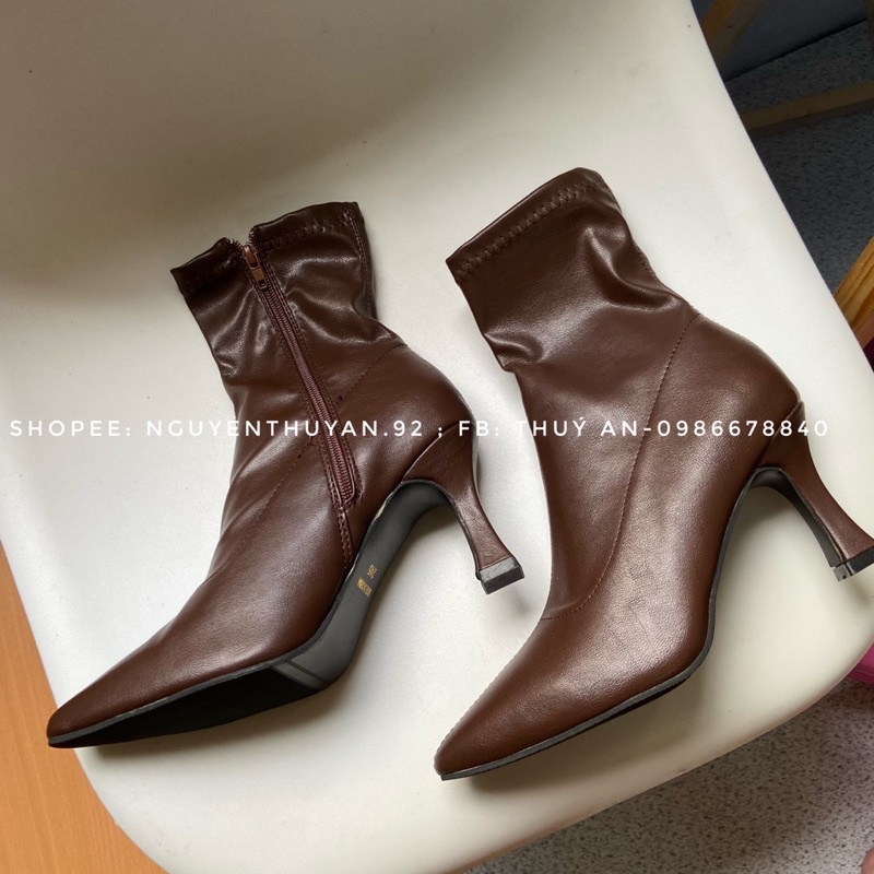 Bốt da gót nhọn cao 8cm⚡️ANDU STORE⚡️[VIDEO +ẢNH THẬT] | BigBuy360 - bigbuy360.vn