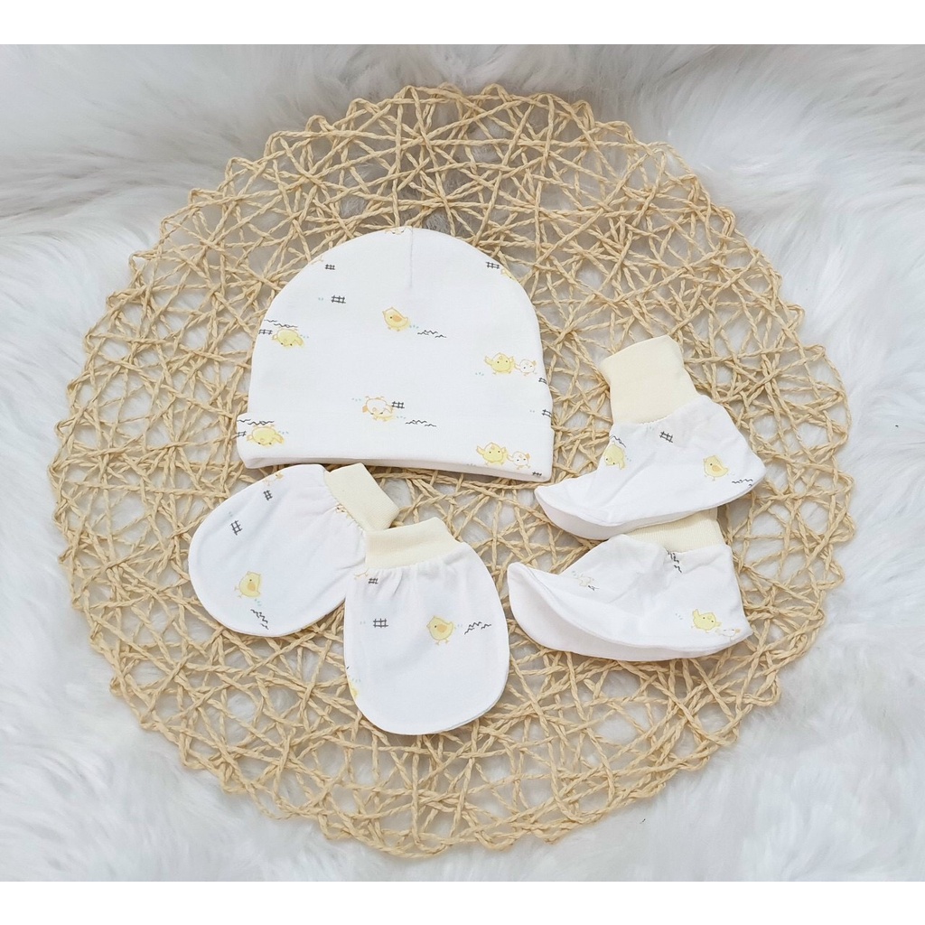 Mũ sơ sinh hiệu Cún Con,Nón cho bé cotton 100% màu trắng