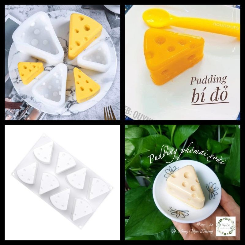 Khuôn silicon hình phô mai 3D là thạch rau câu/pudding cho bé