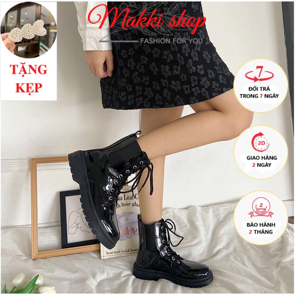 Boot nữ cao cổ chun buộc dây, giày bốt nữ thời trang cao cấp giá rẻ MAKKI SHOP TD422