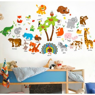 Decal dán tường vườn thú tiếng Anh