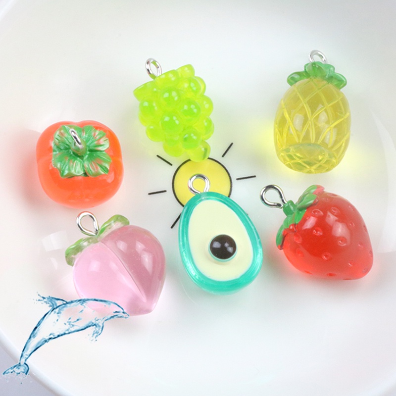 Vật Liệu Làm Trang Sức Thủ Công Bằng Nhựa resin Trong Suốt Hình Trái Cây Ba Chiều Quả Đào Dâu Tây Quả Đào Quả Xoài Làm Trang Sức Vòng Cổ Khuyên Tai Vòng Tay Nhẫn Nhỏ