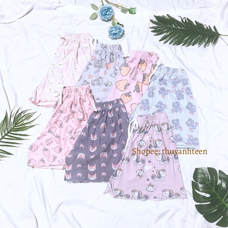 Quần short nữ, quần ngủ in hình cute, quần thun hoạ tiết siêu xinh
