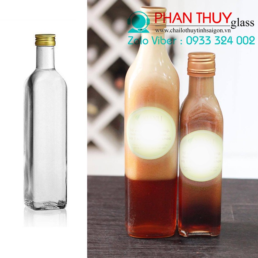 Chai Thủy Tinh Vuông 500ml Nắp Nhôm ( CV - 500 )