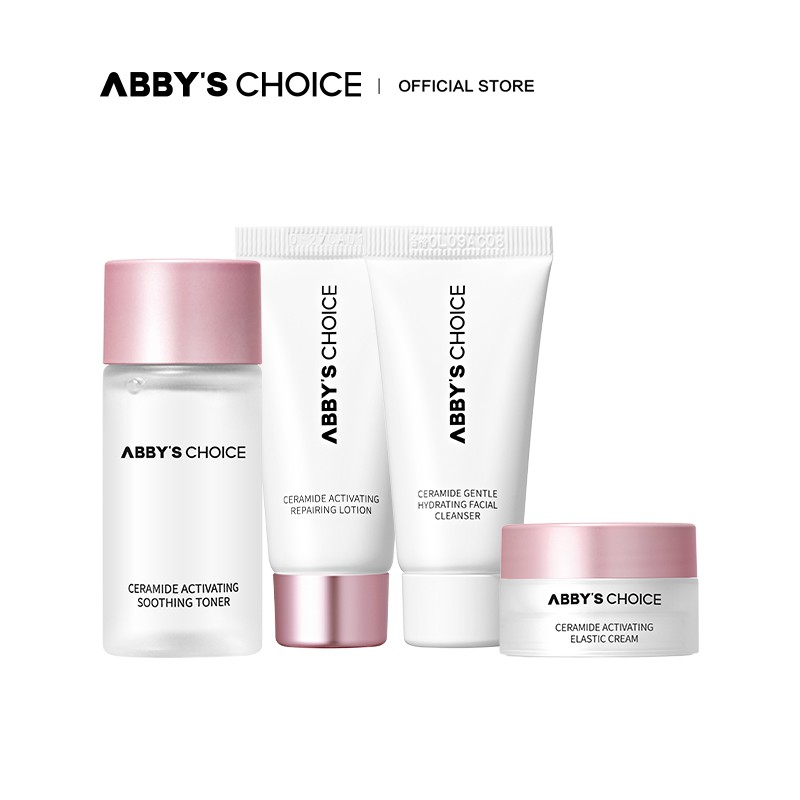 Toners 20ml+Kem Và Sữa Dưỡng Da 20ml+Sữa Rửa Mặt 20g +Kem dưỡng 10g Abby's Choice