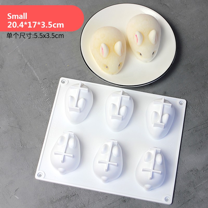 Khuôn silicone tạo hình thỏ làm bánh kẹo 6 ngăn tiện lợi