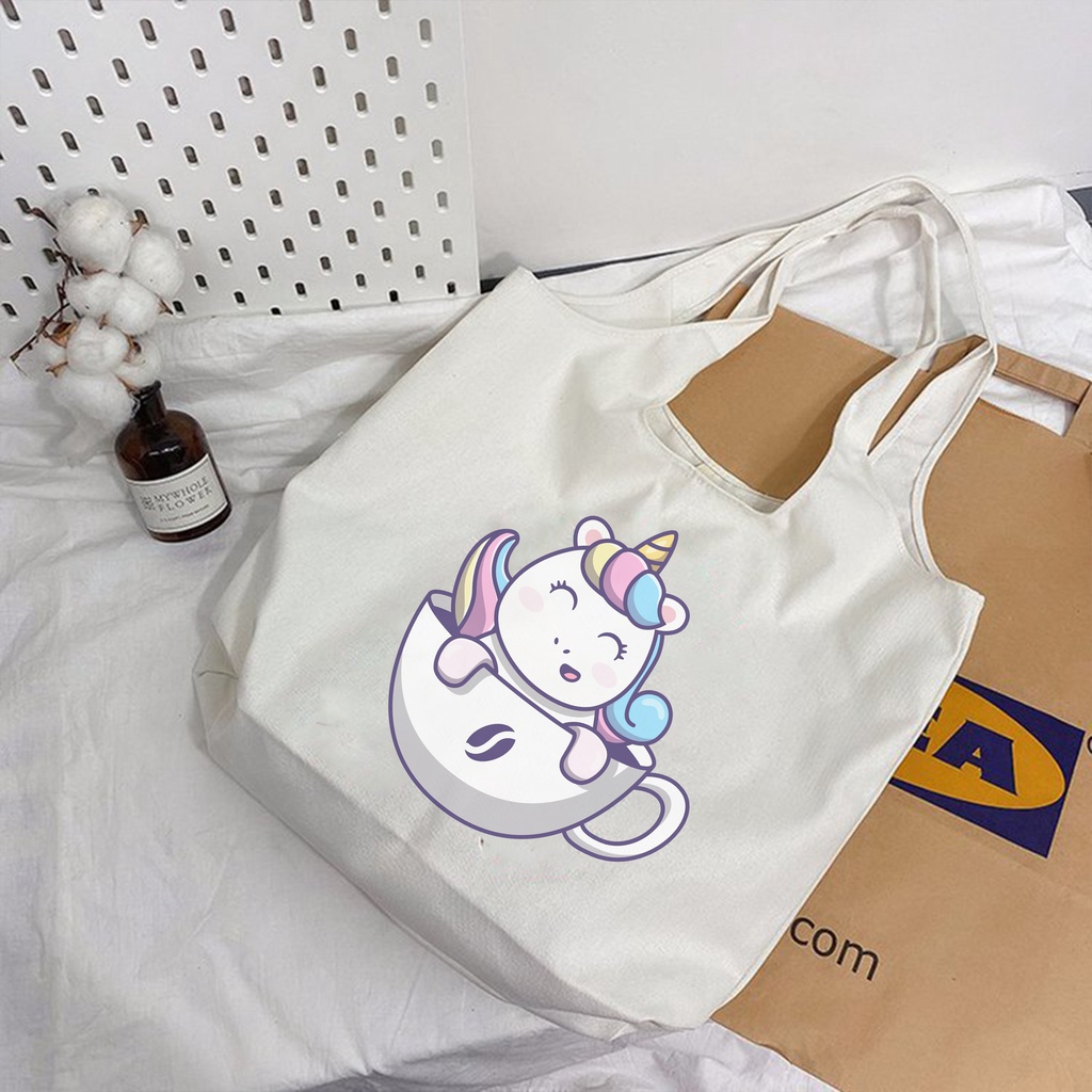 Túi tote canvas nữ quai liền nhiều hình dễ thương