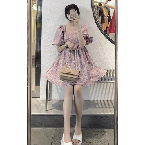 ĐẦM BBD GẤM XỐP CỔ VUÔNG TAY BỒNG ✨ | BigBuy360 - bigbuy360.vn