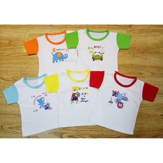 (3-15kg) Combo 5 Áo cài vai tay ngắn trắng viền màu Nanio (s1-6)