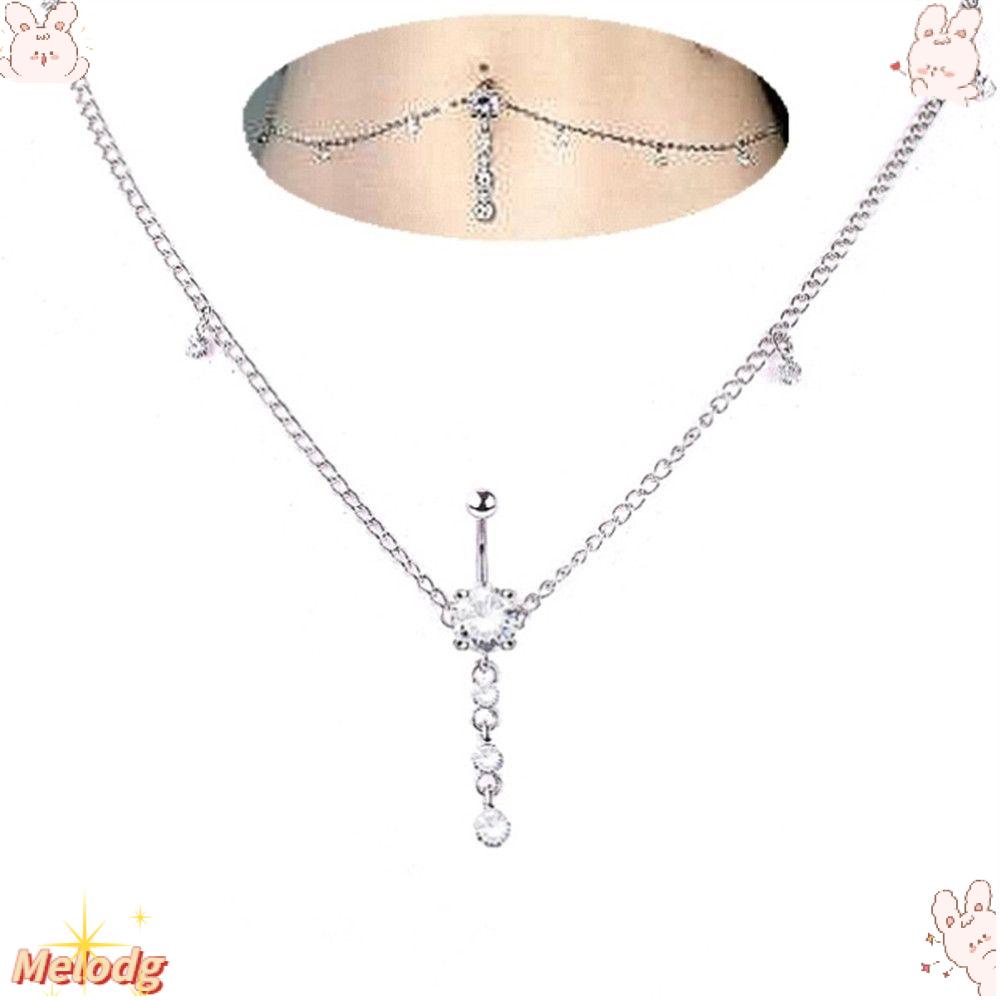 Khuyên Rốn Phối Dây Xích Đính Đá Thời Trang Cho Nữ