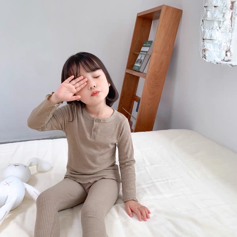 ( 7-25kg ) Bộ Tăm Cổ Trụ Cho Bé Gái Chạy Sóng Cực Xinh, Bộ Thu Đông Dài Tay Cho Bé Gái, Đồ Ngủ Bé Gái