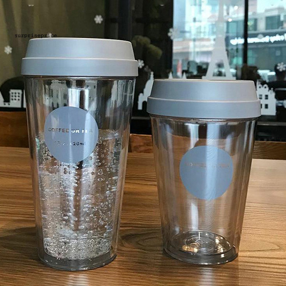 Ly Uống Nước Nhựa Trong Suốt 320 / 420ml Có Nắp Đậy Tiện Dụng