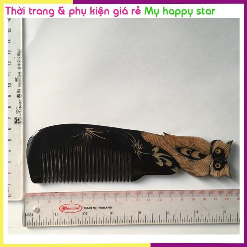 Lược chải tóc sừng trâu cao cấp (L35 cú đen)