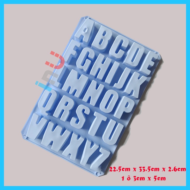 HCM - Khuôn silicon 33cm 26 chữ cái to đổ socola râu câu pudding làm sáp nến