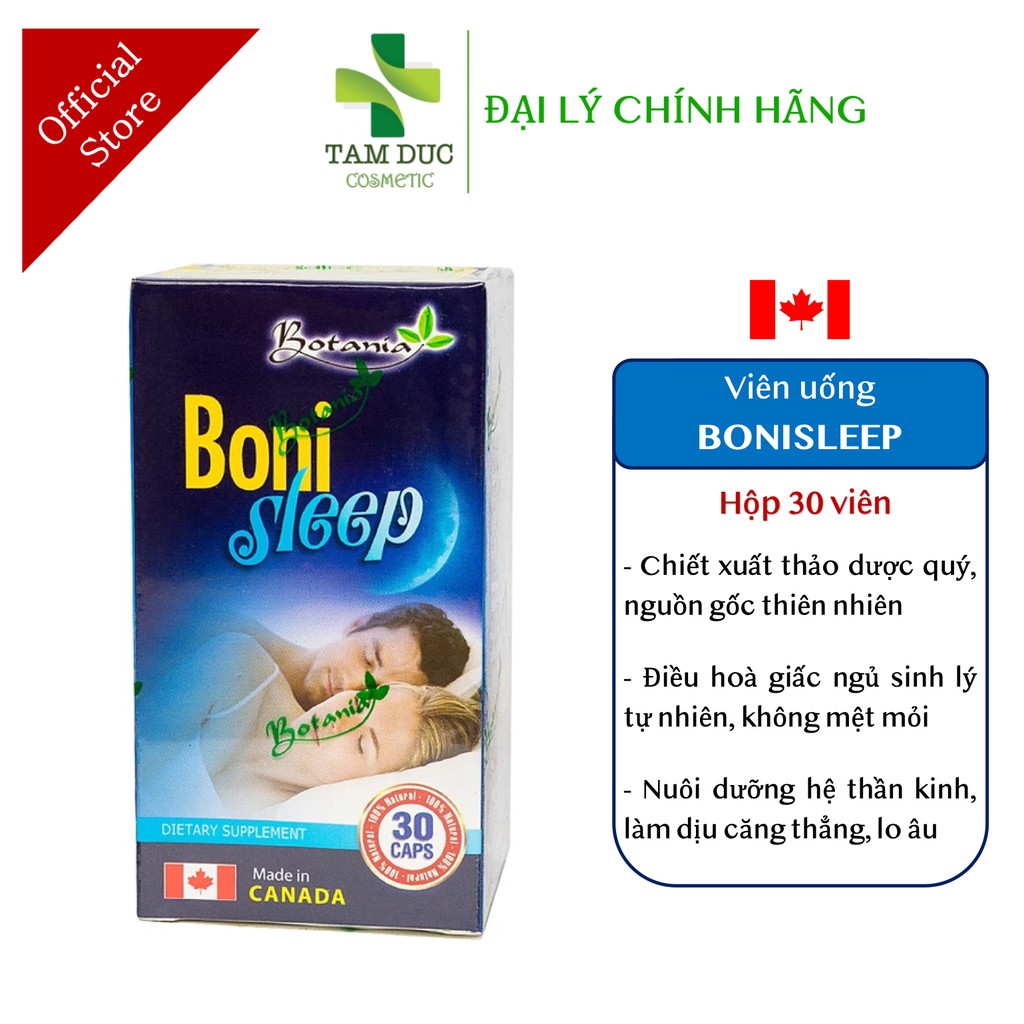 ✅[Chính Hãng] BoniSleep 30 viên giúp an thần ngủ ngon giảm căng thẳng stress [Boni sleep]