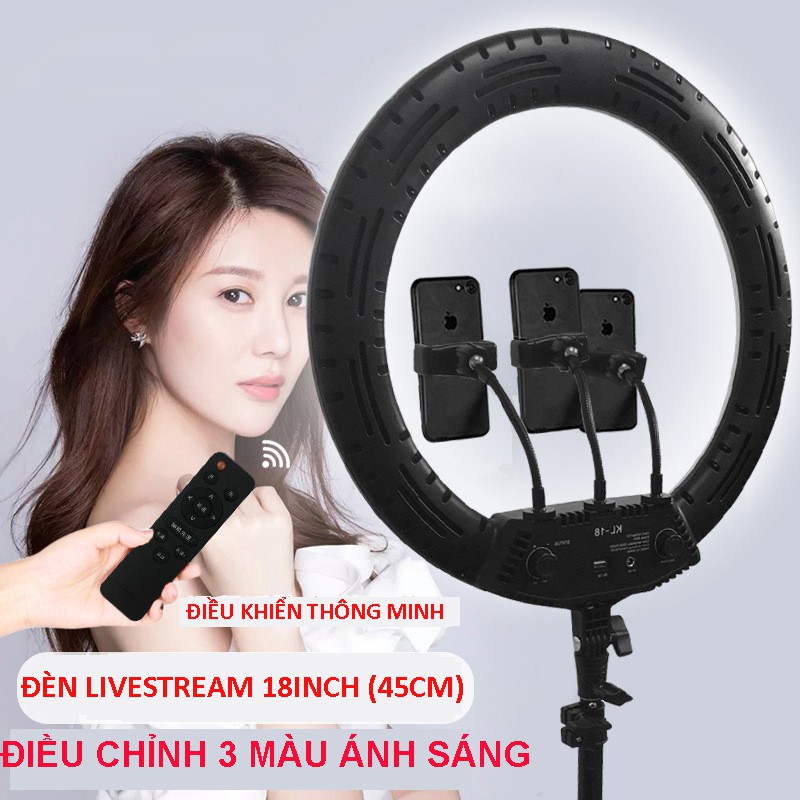 Bộ Đèn Livestream bán hàng, Chụp Ảnh, Trang Điểm Make Up, Phun Săm, ba màu ánh sáng- 45/34/30/26/16 cm