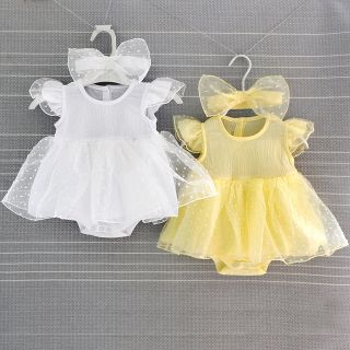 Váy hè công chúa sơ sinh kèm băng đô 0-12 tháng
