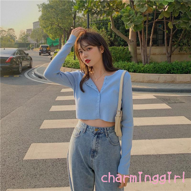 Áo Khoác Len Tay Dài Đính Nút Thời Trang Cho Nữ