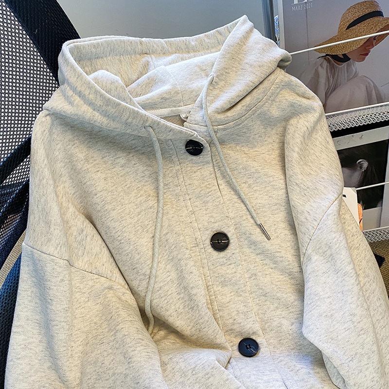 【ZHELIHANGFEI】Áo Khoác Cardigan Có Mũ Trùm Với Tay Áo Dài Theo Phong Cách Preppy Dễ Phối