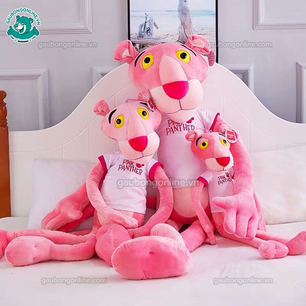 Gấu bông báo hồng Pink Panther chất nhung mịn