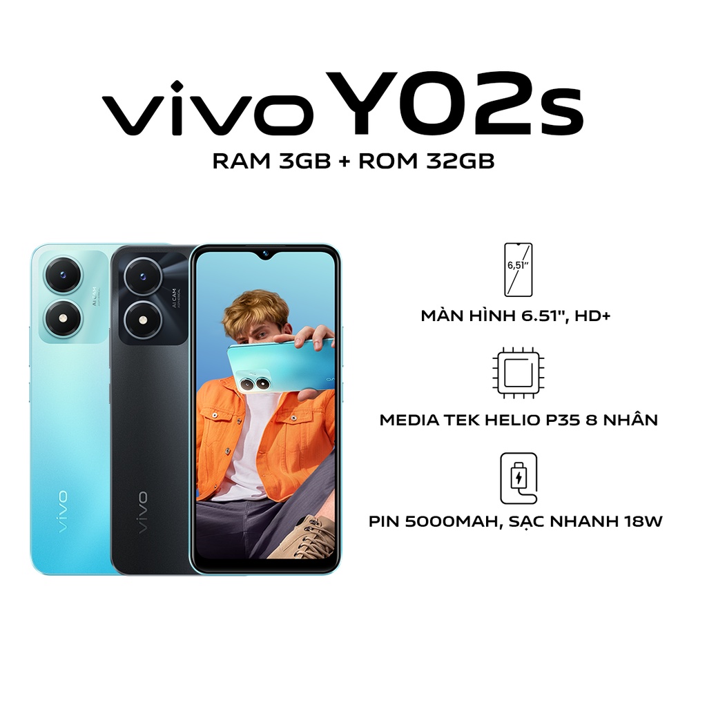 Điện thoại Vivo Y02s (3GB/32GB) - Hàng chính hãng