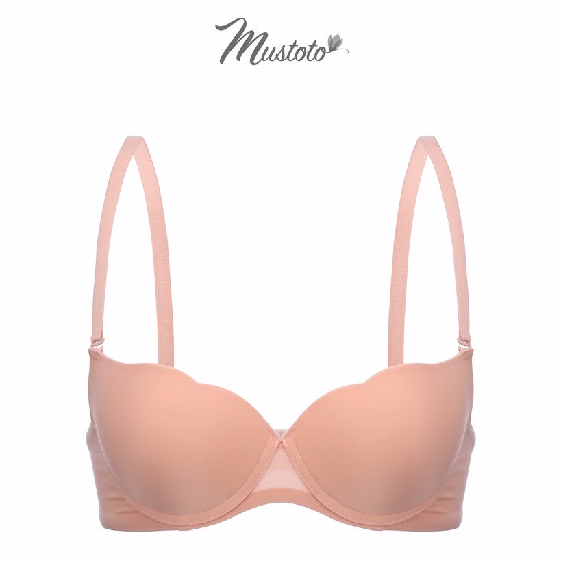 Áo Lót Nữ Trơn Có Gọng Mút Dày 3cm Nâng Ngực Campanula Hồng Cam (Mustoto MA0502)