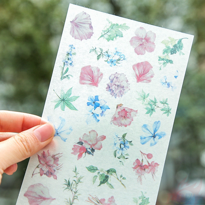 &gt; Ready Stock &lt; ❉ Flower &amp; Girl Giấy và decal dán tường ❉6Sheet/set DIY Diary Scrapbooking Decals Stickers