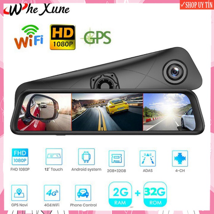 Camera hành trình 360 độ gắn gương ô tô, thương hiệu cao cấp Whexune K960 - Ram: 2GB, Rom: 32GB - Android: 5.1 4G
