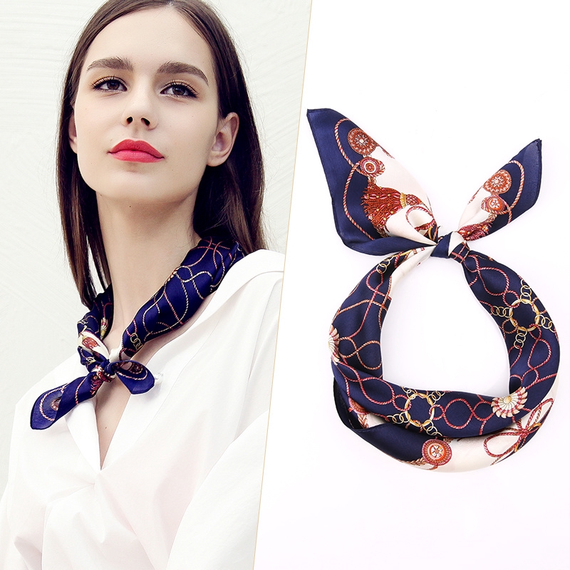 Khăn choàng cổ đội đầu hình chữ nhật bằng satin thanh lịch dành cho nữ