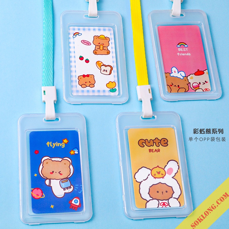 Dây đeo thẻ trong suốt K63 bao đựng thẻ cute card holder đựng thẻ sinh viên học sinh, thẻ bus dễ thương
