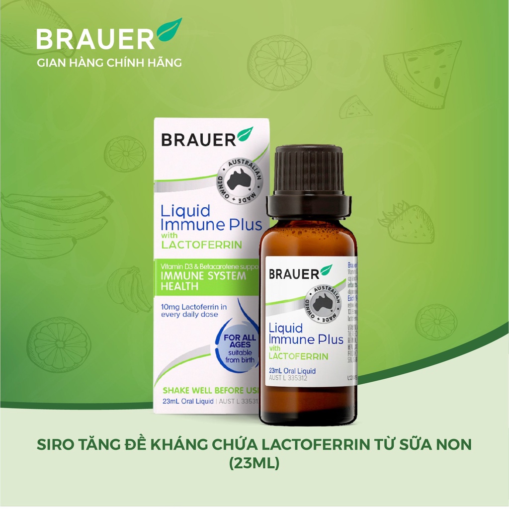 Siro BRAUER Lactoferrin - Hỗ trợ Tăng đề kháng từ sữa non (23ml)