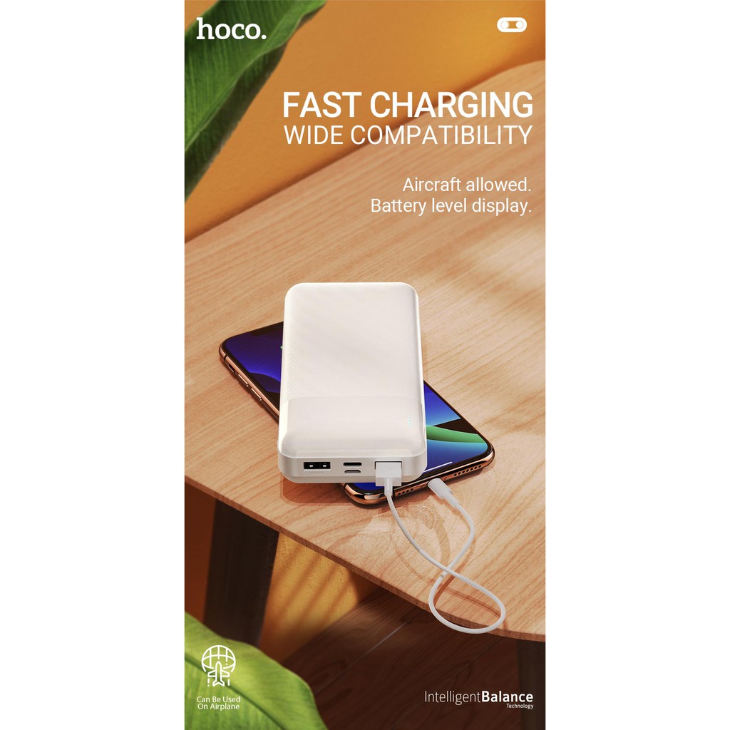 Pin sạc dự phòng Hoco J72A Easy travel 20000mAh 2 cổng Input/Output max 2A - Hàng chính hãng