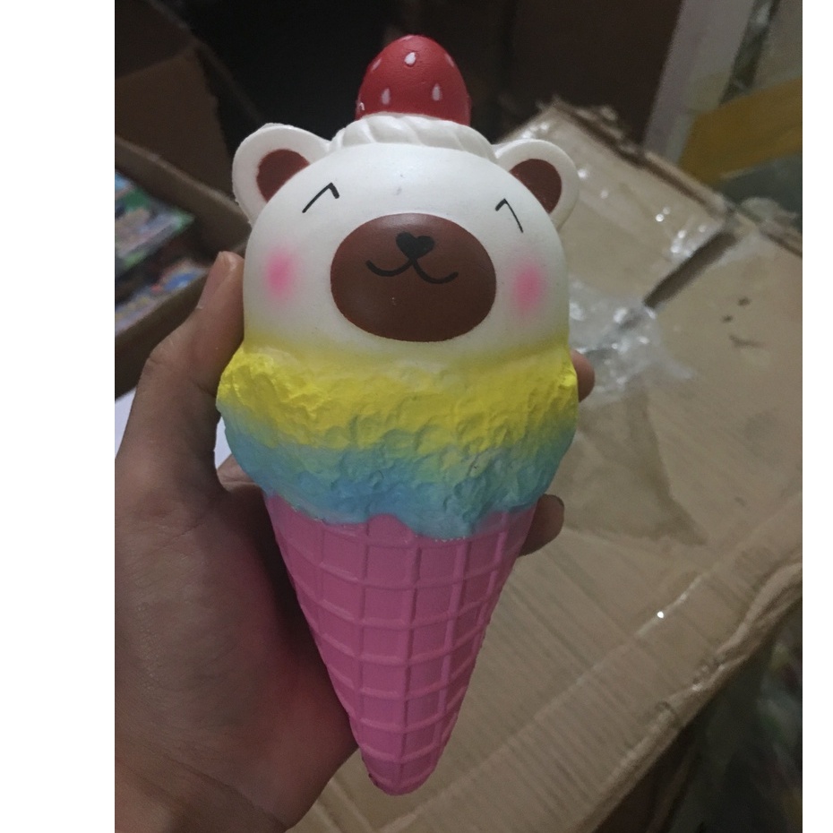 Squishy Lớn JUMBO Hình bánh kem gấu nâu hồng ngũ sắc Đồ Chơi Xốp Giảm Stress Hình mềm mịn dễ Thương đàn hồi Cho Bé