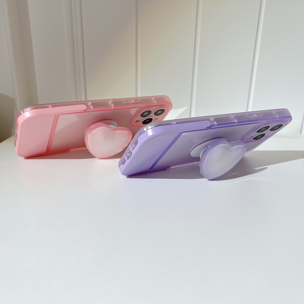 Ốp Điện Thoại Trong Suốt Có Giá Đỡ Hình Trái Tim 3d 2 Trong 1 Cho iphone 7 8 plus x xr xs 11 12 13 14 15 pro max se 2020
