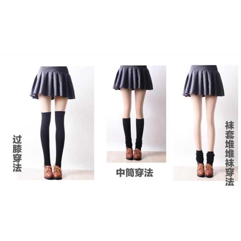 Tất Tất Cao Dưới Gối Trơn Tất Tất Cotton Cổ Cao Trên Gối Trơn Cotton Phong Cách Nhật Hàn Phong cách Ulzzang