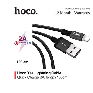 Cáp sạc nhanh Lightning Hoco X14, hỗ trợ truyền dữ liệu, sạc nhanh 2A, dành cho iPhone, iPad