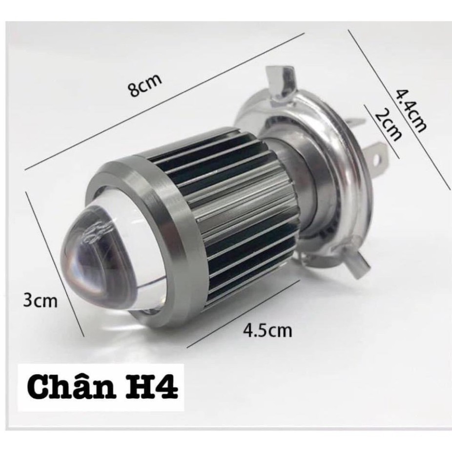 Đèn Pha Led Bi Cầu 2 Màu Ánh Sáng Cost Vàng Pha Trắng Chân H4 Gắn oto , Xe Máy